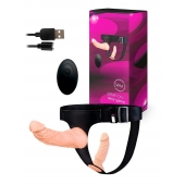 Женский страпон с 2 насадками, вибрацией и пультом ДУ - Erowoman-Eroman - купить с доставкой в Ижевске