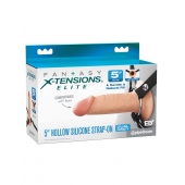 Телесный пустотелый фаллопротез 5’’ Hollow Silicone Strap-On - 14 см. - Pipedream - купить с доставкой в Ижевске