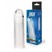 Прозрачная закрытая насадка на пенис с ребрышками - 16 см. - Sex Expert - в Ижевске купить с доставкой