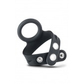 Черное эрекционное кольцо с подхватом мошонки на кнопках VS6 - Blush Novelties - в Ижевске купить с доставкой
