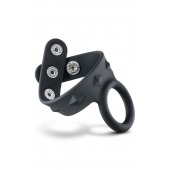 Черное эрекционное кольцо с подхватом мошонки на кнопках VS6 - Blush Novelties - в Ижевске купить с доставкой