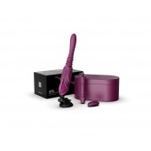 Фиолетовая секс-машина с функцией нагрева, насадками и присоской Sesh - Zalo - купить с доставкой в Ижевске