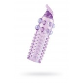 Гелевая фиолетовая насадка с шариками, шипами и усиком - 11 см. - Toyfa Basic - в Ижевске купить с доставкой