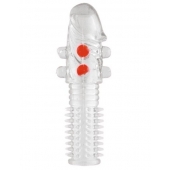 Гелевая прозрачная насадка с шариками и шипами - 14 см. - Toyfa Basic - в Ижевске купить с доставкой