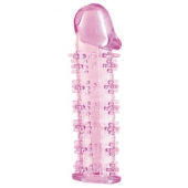 Гелевая розовая насадка на фаллос с шипами - 12 см. - Toyfa Basic - в Ижевске купить с доставкой