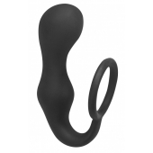 Чёрное эрекционное кольцо с анальной пробкой Double Pleasure Anal Plug - Lola Games - в Ижевске купить с доставкой