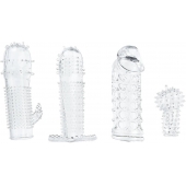Набор из 4 насадок на член Pleasured Penis Enhancement Sleeve 4 Pack - XR Brands - в Ижевске купить с доставкой