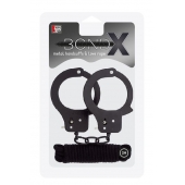 Чёрные наручники из листового металла в комплекте с веревкой BONDX METAL CUFFS LOVE ROPE SET - Dream Toys - купить с доставкой в Ижевске