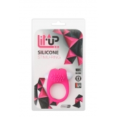 Розовое эрекционное кольцо с щеточкой LIT-UP SILICONE STIMU RING 5 - Dream Toys - в Ижевске купить с доставкой