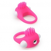 Розовое эрекционное кольцо с щеточкой LIT-UP SILICONE STIMU RING 5 - Dream Toys - в Ижевске купить с доставкой