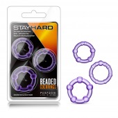 Набор из 3 фиолетовых эрекционных колец Stay Hard Beaded Cockrings - Blush Novelties - в Ижевске купить с доставкой
