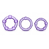 Набор из 3 фиолетовых эрекционных колец Stay Hard Beaded Cockrings - Blush Novelties - в Ижевске купить с доставкой
