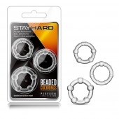 Набор из 3 прозрачных эрекционных колец Stay Hard Beaded Cockrings - Blush Novelties - в Ижевске купить с доставкой