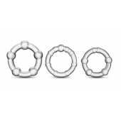 Набор из 3 прозрачных эрекционных колец Stay Hard Beaded Cockrings - Blush Novelties - в Ижевске купить с доставкой