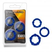Набор из 3 синих эрекционных колец Stay Hard Beaded Cockrings - Blush Novelties - в Ижевске купить с доставкой