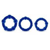 Набор из 3 синих эрекционных колец Stay Hard Beaded Cockrings - Blush Novelties - в Ижевске купить с доставкой