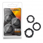 Набор из 3 чёрных эрекционных колец Stay Hard Beaded Cockrings - Blush Novelties - в Ижевске купить с доставкой