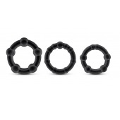 Набор из 3 чёрных эрекционных колец Stay Hard Beaded Cockrings - Blush Novelties - в Ижевске купить с доставкой