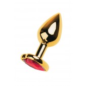 Золотистая анальная пробка с кристаллом-сердцем - 7,5 см. - ToyFa - купить с доставкой в Ижевске