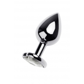 Серебристая анальная пробка с прозрачным кристаллом-сердцем - 8 см. - ToyFa - купить с доставкой в Ижевске