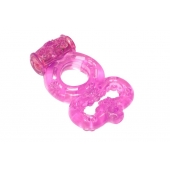 Розовое эрекционное кольцо Rings Treadle с подхватом - Lola Games - в Ижевске купить с доставкой