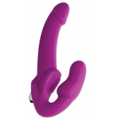 Ярко-розовый безремневой вибрострапон Evoke Vibrating Strapless Silicone Strap-on Dildo - XR Brands - купить с доставкой в Ижевске