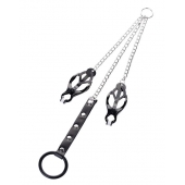 Черно-серебристые зажимы для сосков с кольцом для пениса TOYFA Metal - ToyFa - купить с доставкой в Ижевске