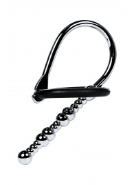 Серебристый уретральный плаг-бусины TOYFA Metal с мягким фиксириющим кольцом - ToyFa - купить с доставкой в Ижевске