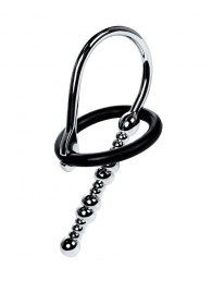 Серебристый уретральный плаг-бусины TOYFA Metal с мягким фиксириющим кольцом - ToyFa - купить с доставкой в Ижевске