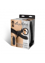 Чёрный полый страпон с вибрацией Unisex Vibrating Hollow Strap-On - 14 см. - Lux Fetish - купить с доставкой в Ижевске