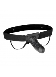 Чёрный полый страпон с вибрацией Unisex Vibrating Hollow Strap-On - 14 см. - Lux Fetish - купить с доставкой в Ижевске