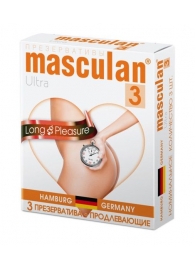 Розовые презервативы Masculan Ultra Long Pleasure с колечками, пупырышками и продлевающим эффектом - 3 шт. - Masculan - купить с доставкой в Ижевске