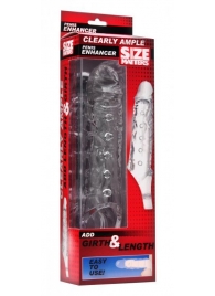 Прозразная закрытая насадка на пенис с поддержкой мошонки Clearly Ample Penis Enhancer - 22 см. - XR Brands - в Ижевске купить с доставкой