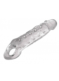 Прозразная закрытая насадка на пенис с поддержкой мошонки Clearly Ample Penis Enhancer - 22 см. - XR Brands - в Ижевске купить с доставкой