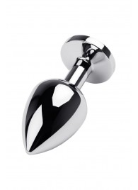 Серебристая коническая анальная пробка с красным кристаллом - 8 см. - ToyFa - купить с доставкой в Ижевске