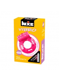 Розовое эрекционное виброкольцо Luxe VIBRO  Ужас Альпиниста  + презерватив - Luxe - в Ижевске купить с доставкой