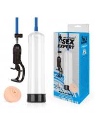 Прозрачная вакуумная помпа Sex Expert с насадкой-вагиной - Bior toys - в Ижевске купить с доставкой