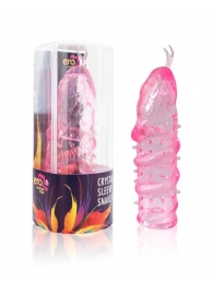 Закрытая рельефная насадка Crystal sleeve snakes в виде змеи с усиками - 14 см. - Erowoman-Eroman - в Ижевске купить с доставкой