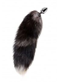 Серебристая металлическая анальная втулка с хвостом чернобурой лисы - размер S - ToyFa - купить с доставкой в Ижевске