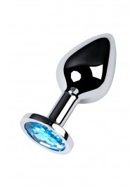 Серебристая конусовидная анальная пробка с голубым кристаллом - 8 см. - ToyFa - купить с доставкой в Ижевске