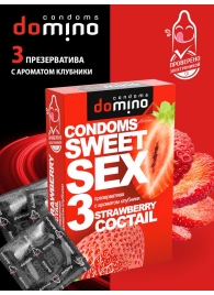 Презервативы для орального секса DOMINO Sweet Sex с ароматом клубничного коктейля  - 3 шт. - Domino - купить с доставкой в Ижевске