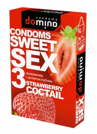 Презервативы для орального секса DOMINO Sweet Sex с ароматом клубничного коктейля  - 3 шт. - Domino - купить с доставкой в Ижевске