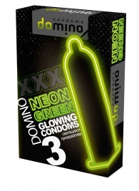 Презервативы DOMINO Neon Green со светящимся в темноте кончиком - 3 шт. - Domino - купить с доставкой в Ижевске