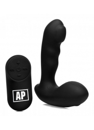 Черный стимулятор простаты Alpha-Pro 7X P-Milker Silicone Prostate Stimulator with Milking Bead - XR Brands - в Ижевске купить с доставкой