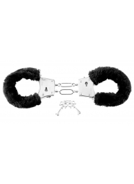 Меховые чёрные наручники Beginner s Furry Cuffs - Pipedream - купить с доставкой в Ижевске