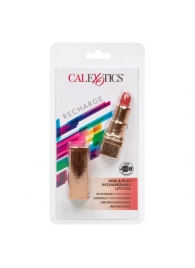 Золотистый вибратор-помада с красным мягким кончиком Hide   Play Rechargeable Lipstick - California Exotic Novelties - купить с доставкой в Ижевске