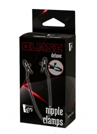 Черные зажимы на соски на цепочке BLAZE DELUXE NIPPLE CLAMPS - Dream Toys - купить с доставкой в Ижевске