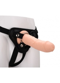 Черные трусики с телесной насадкой STRAP ON REAL DILDO - 21 см. - Dream Toys - купить с доставкой в Ижевске