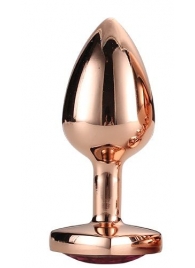 Золотистая анальная втулка с кристаллом-сердечком розового цвета - 7,1 см. - Dream Toys - купить с доставкой в Ижевске