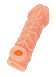 Телесная закрытая насадка с венками Cock Sleeve Size S - 13,8 см. - KOKOS - в Ижевске купить с доставкой Телесная закрытая насадка с венками Cock Sleeve Size S - 13,8 см. - KOKOS - в Ижевске купить с доставкой